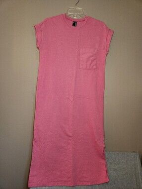 Hering Women's Textured Pink Shirt Dress Size Small 100% Cotton